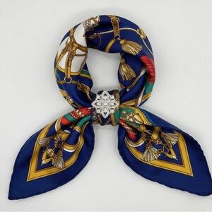 Sparkling Silver-Tone Flower Scarf Ring Slide| Faux Pearl & Rhinestones